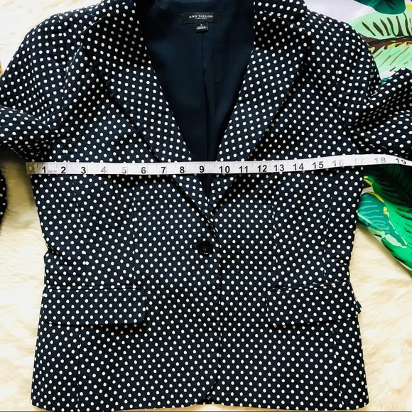 Ann Taylor Navy polka dot fitted blazer career - Picture 3 of 8